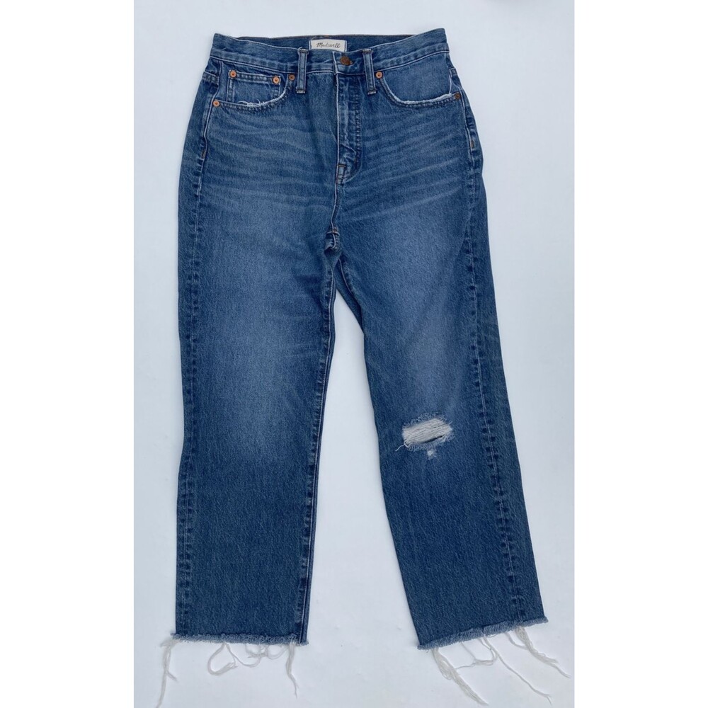 Madewell The Classic Straight Jean Sz 28 Cropped Distressed